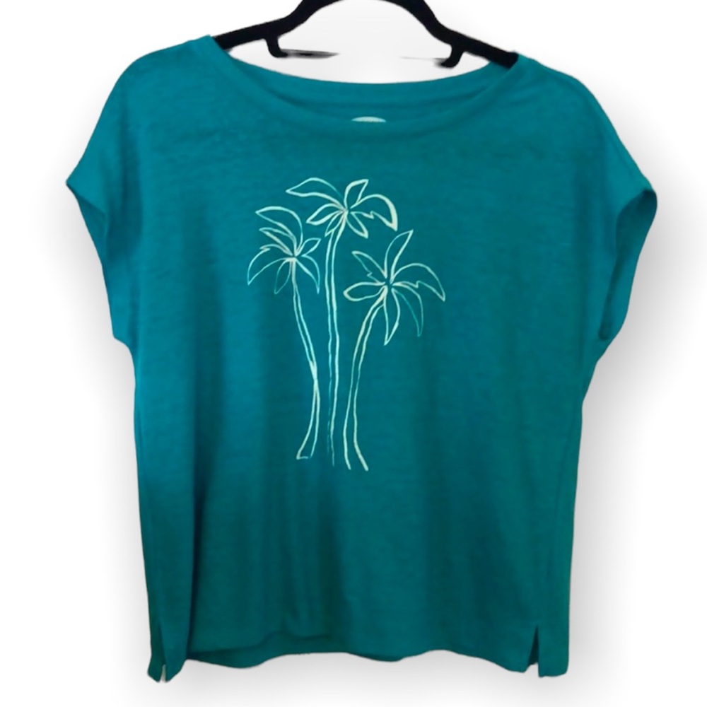 Old Navy Teal Palm Tree Short Sleeve Tee